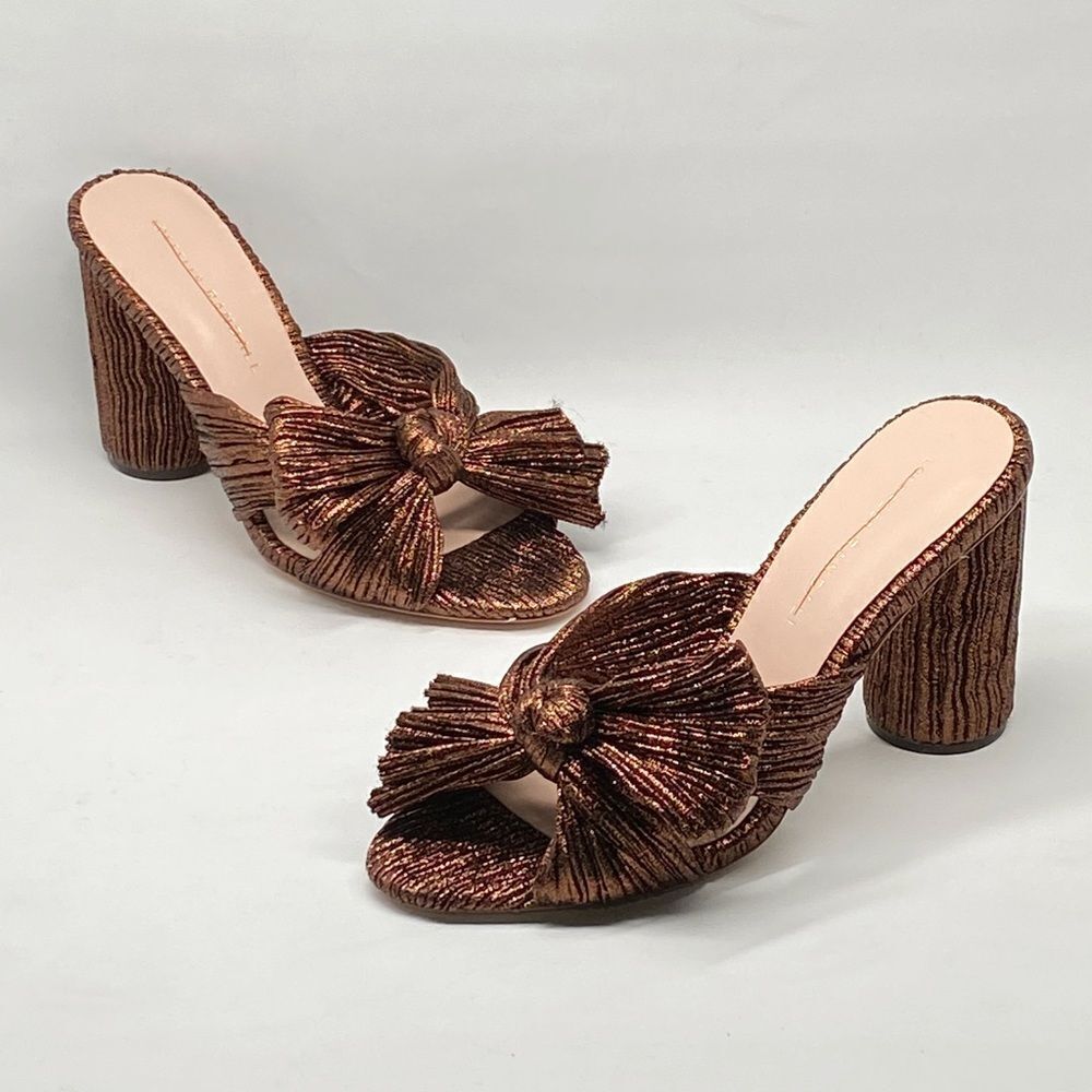 Loeffler Randall Metallic Lamé Block-Heel Mules size 7
